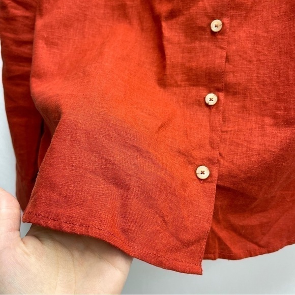 Max Cocos Linen long sleeves red shirt size S buttoned down women’s - Picture 8 of 13
